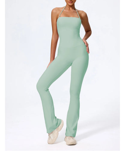 Women Yoga Jumpsuit - Sleeveless Quick Dry Workout Wear with Backless Sportswear Design