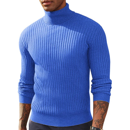Autumn Men's Slim Fit Long Sleeve Turtleneck Sweater Casual Knitted Pullover Sweaters Outdoor Winter Warm Thick Heavyweight Top
