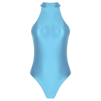 Formal Gymnastics One-Piece Swimming Suit, Sleeveless, Stand-Up Collar, High Hip Gymnastics Suit, Tight Yoga One-Piece Dress