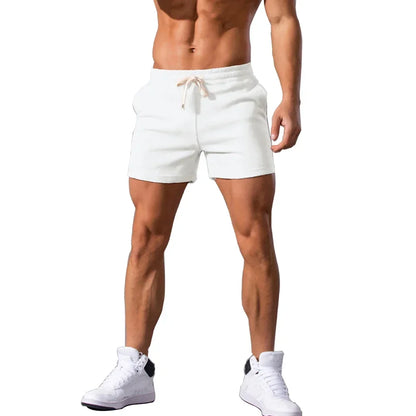 2025 Mens Gym Summer Fitness Shorts White Breathable Surffing Seaside Resort Solid Running SportswearElastic Casual Sport Shorts