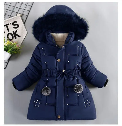 Winter Girls Jacket - Heavyweight Kids Coat With Detachable Hood & Plush Collar