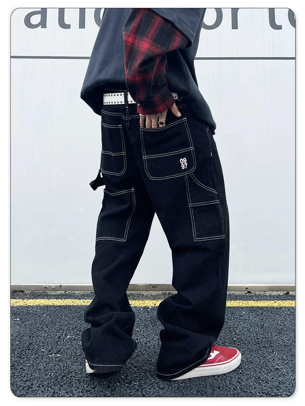 Liys Retro Black Fashion Work Jeans Men Casual Straight-Leg Classic Work Denim Trousers Korean Brand Pant Men's Summer Pants