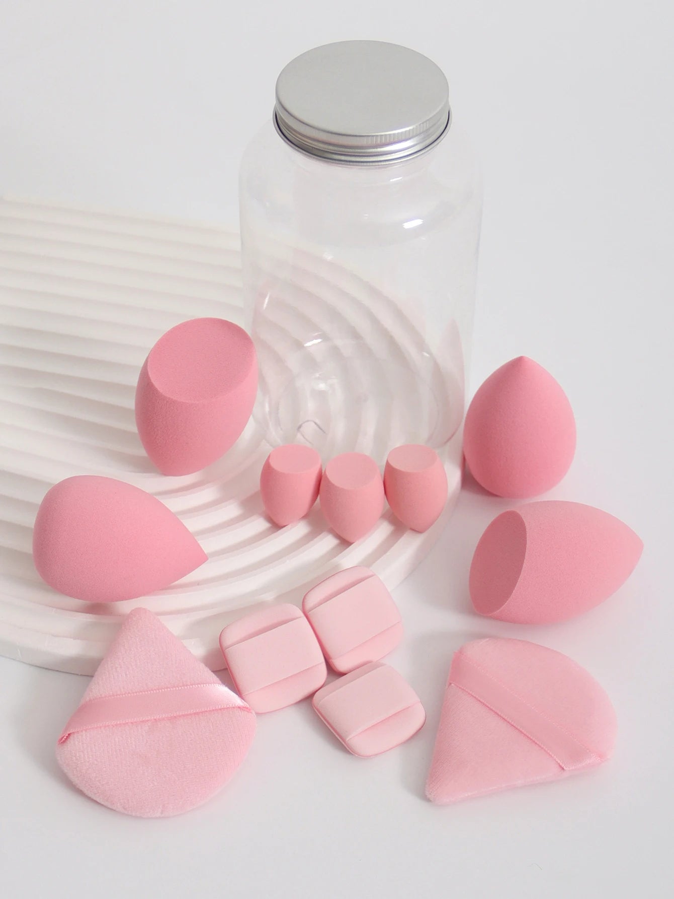Makeup Sponge Set – 12 Piece Latex Free Sponges with Storage Jar for Wet Dry Use