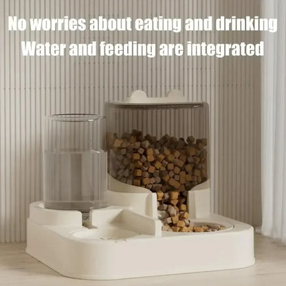 Qq-Cat Feeder And Water Dispenser Self-Feeding Kitten Food Feeder Large Capacity Cat Food Dispenser Multifunctional Pet Food