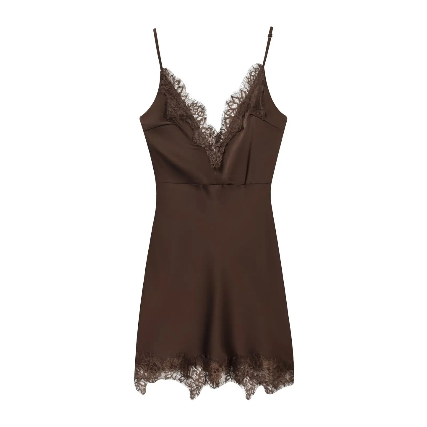 Women Lace Cami Dress - Sleeveless V Neck Mini Summer Dress | Slim Fit Polyester