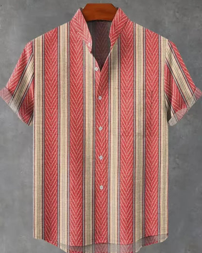 Hawaiian Casual Printed Men's Linen Shirt Short Sleeved 3D Printed Original Summer Plus Size Street Top Mens Clothing