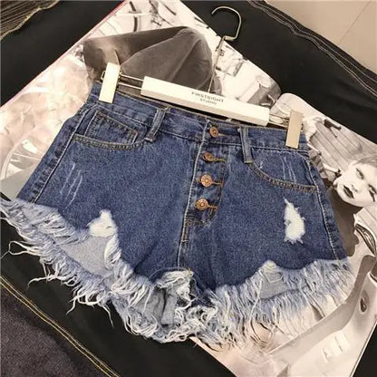 Women's Raw-Edge Denim Shorts – High-Waist Wide-Leg Jean Shorts (Plus Size)