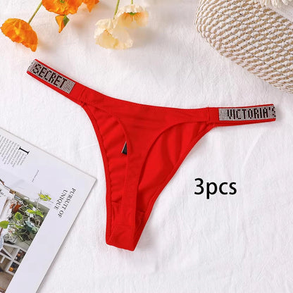 3PCS Victoria's Secret Lace Thongs Woman Comfortable Breathable Panty High Waist Women Underwear Sexy Lingerie Panties Seamless