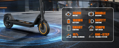 2026 New 8.5‘’ Electric Scooter Solid Tire 350W 19mph APP Smart Control 4 Speed Modes Foldable E-Scooter 16miles Max Range for Campus Commuting