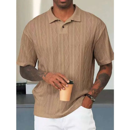 Knitted Polo Shirt – Men's Retro Summer Lapel Tee | Breathable Lightweight Top