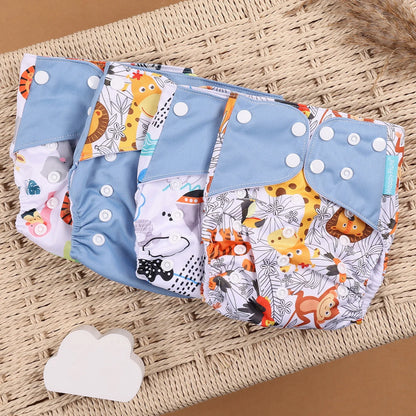 Eco Friendly Cloth Diaper - HappyFlute 4Pcs Reusable Baby Diaper Set Waterproof Pocket Design