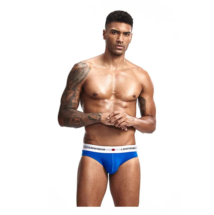 3pcs Men's Pure Cotton Low Waist Elastic Sexy Loose Breathable Youth Pant Headband Underwear Summer Cotton Briefs
