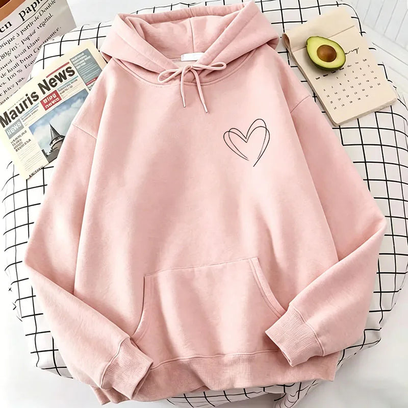 Fashion Women love heart Print Hoodies Spring Autumn Winter Casual Hoodies Sweatshirts Tops Hoodie Sweatshirt