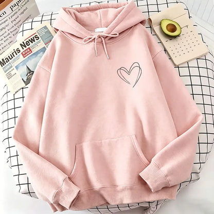 Fashion Women love heart Print Hoodies Spring Autumn Winter Casual Hoodies Sweatshirts Tops Hoodie Sweatshirt
