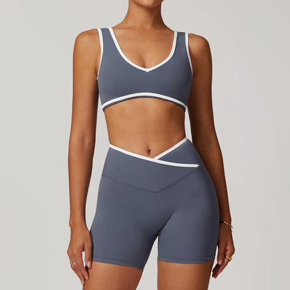 Yoga Workout Set – High Waist Leggings & Sports Bra Outfit | Breathable Fitness Sportswear