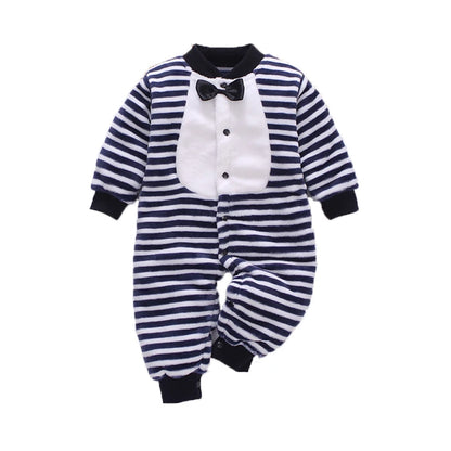 Baby Romper - Soft Flannel Infant Jumpsuit With Elastic Cuffs | Newborn Clothes
