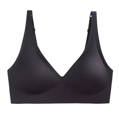 Seamless Wireless Bra - Wire Free, Deep V, Adjustable Strap, Soft Support Underwear
