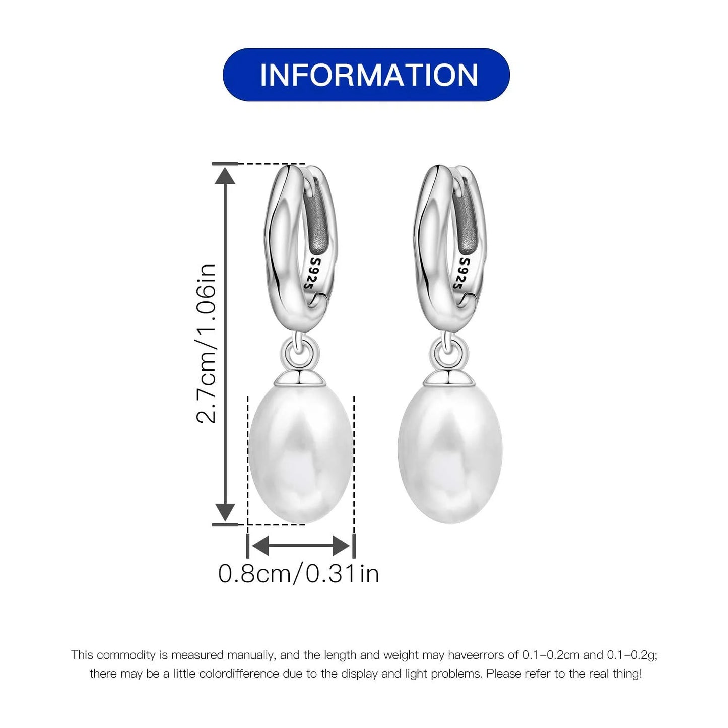 925 Sterling Silver Simple Pearl Earrings Jewelry Hoop Earrings Zircon Stud Earrings For Women Jewelry Fine Birthday Party Gifts