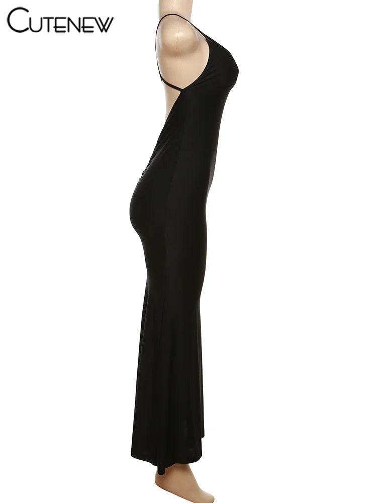 Red Spaghetti Strap Maxi Dress - Sexy Backless Ruched Body Shaping Dress Women