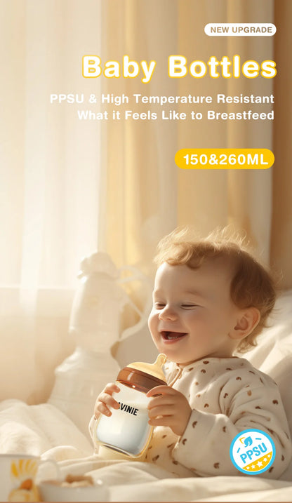 1PCS 150ml/260ml Baby bottles PPSU Baby Bottles Kids Teeth Guard Feeding Bottle Antifall Bottom Return Air Anti-bubble BPA Free