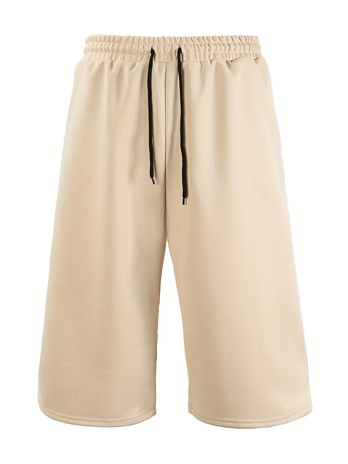 Men's Loose Street Style 7/8 Length Shorts Summer Casual Sports Elastic Waistband Pleated Hem Strong Draped Look