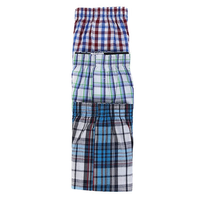 5Pcs/lot Men Plaid Boxer Summer Thin Shorts Underwear Casual Elastic Waistband Button Mens Boxer Underwear Woven Shorts for Home