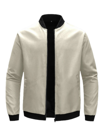 2024 Spring and Autumn New Baseball Collar Short Loose Solid Color Jacket Men's Business Casual Thin Coat Trend
