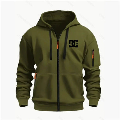 Spring and Autumn Men's Casual Sports Hoodie, Fashionable Arm Pocket Drawstring Hoodie Men's Loose Long-sleeved Shirt Pullover