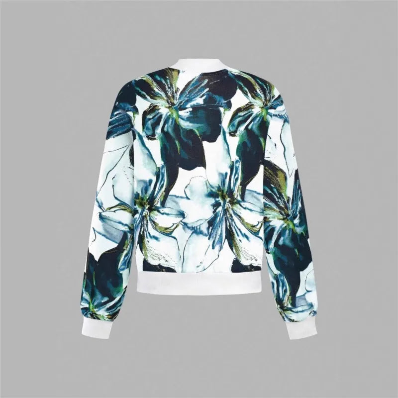 Baseball Collar Jacket – Women's Autumn Printed Zipper Outerwear Coat, Lightweight
