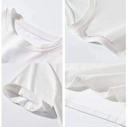 2025 Exported To Japan Orders Classic Embroidery Fashion Solid Simple Loose Short Sleeve Cotton Couple T-shirt Men/Women Top