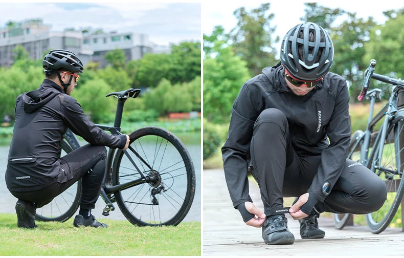 ROCKBROS Men Cycling Jackets Spring Summer Breathable Quick Dry Bike Hooded Jacket MTB Road Sports Cycling Tops Coat Windbreak