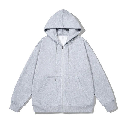 Men's Long Sleeve Zipper Hoodie Autumn Winter Fashion Casual Loose Fit Sweatshirt Sportswear Male Outfit