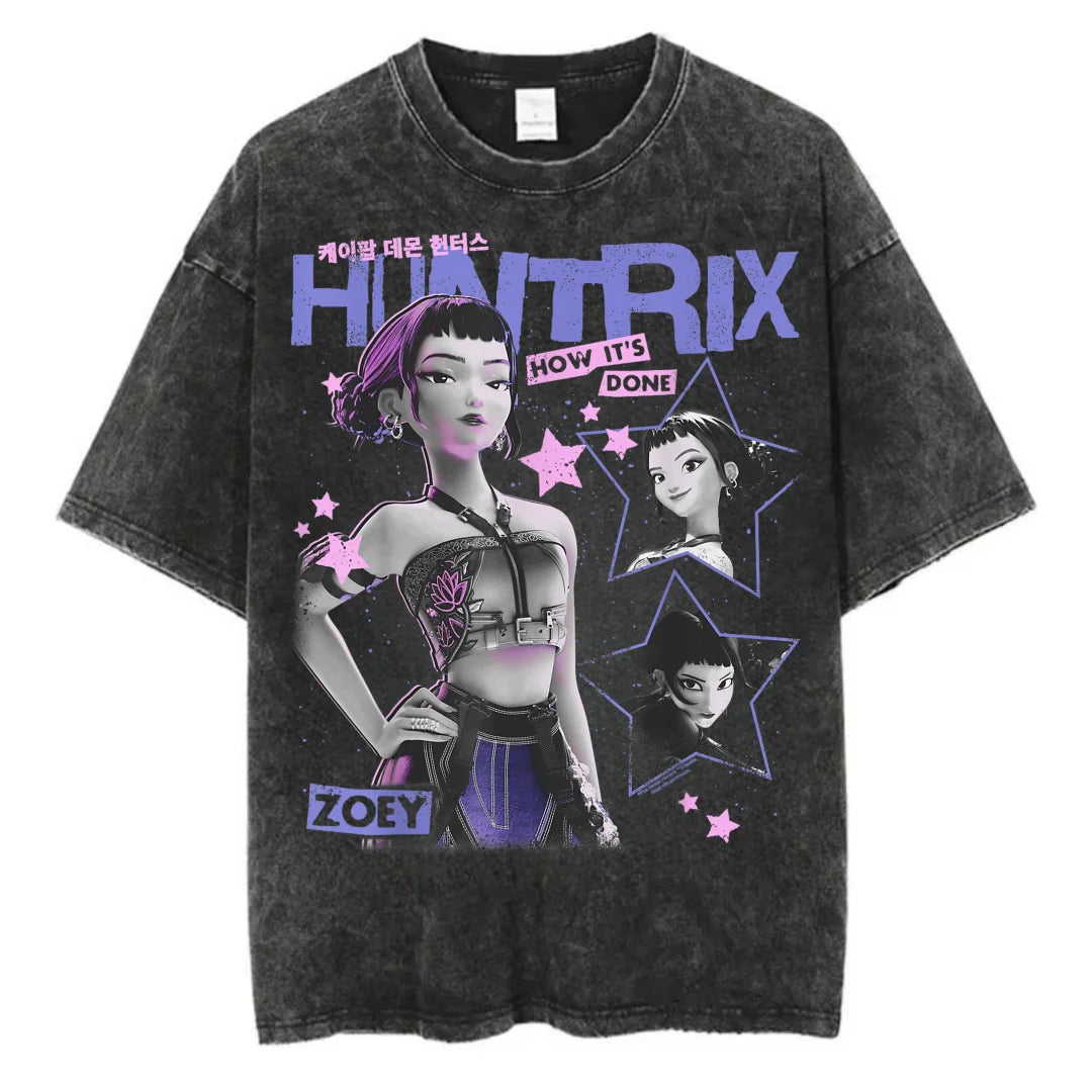 Kpop Anime T Shirt - Oversized Vintage Cotton Knit Tee | Breathable Casual Top