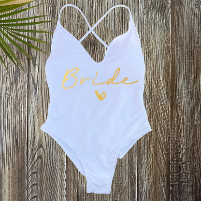 Sexy Padded One Piece Swimsuit Women Team Bride Swimwear Bikini Summer Bathing Suit Plus Size Beachwear Bachelorette Party Lady