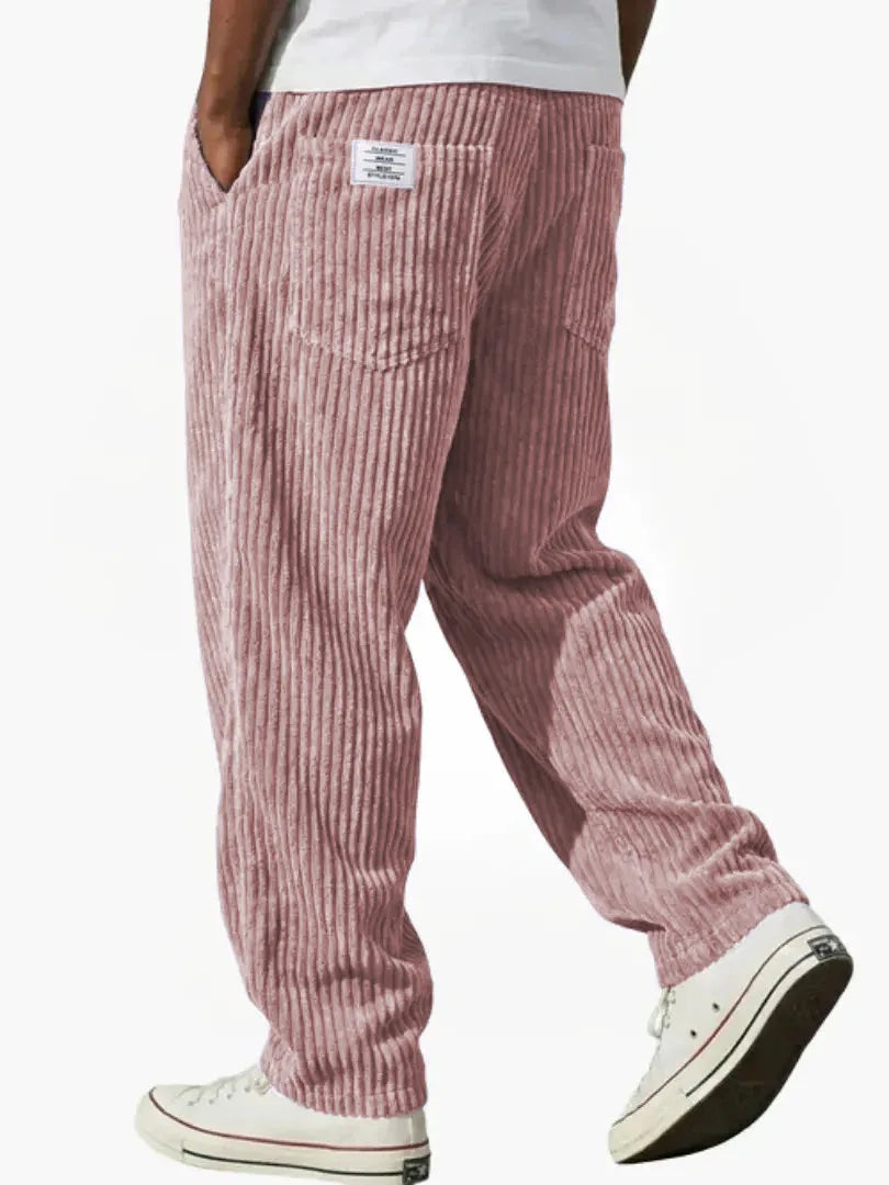 Winter Thick Warm Corduroy Sweatpants Men Fleece Liner Drawstring Straight Loose Track Pants Male Casual Fleece Thermal Trousers
