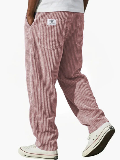 Winter Thick Warm Corduroy Sweatpants Men Fleece Liner Drawstring Straight Loose Track Pants Male Casual Fleece Thermal Trousers
