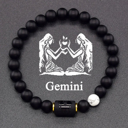 12 Zodiac Constellation Signs Bracelets for Men Women Real Natural Tiger Eye Stone Bead Bracelet Leo Taurus Charm Couple Jewelry