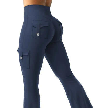 Newest Women Wide Leg High Stretch Yoga Leggings Naked Feeling Compression Fitness Workwear with Pockets Yoga Pant