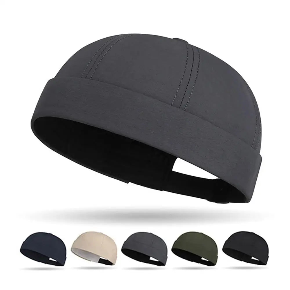 Spring Summer New Casual Landlord Hat Street Melon Skin Tide Hats Without Brim Retro Hip Hop Cap Unisex Docker Cap Brimless Hat