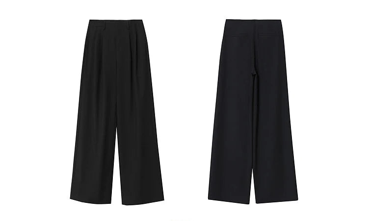 Amii Minimalism Women' S Pants 2026 Spring New Versatile Pleated Loose Wide-leg Pants Solid Color Casual Basic Trousers 12641076