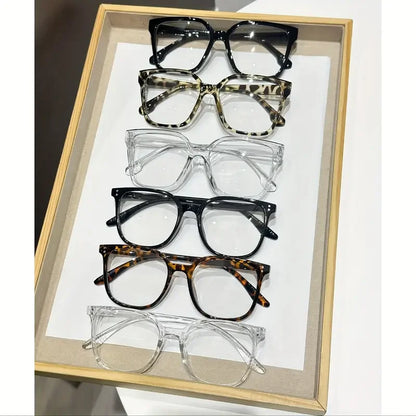 Blue Light Glasses - 6Pcs Square Frame Reading Glasses with Transparent Polycarbonate Lenses