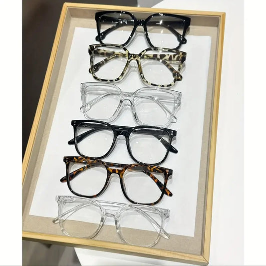 Blue Light Glasses - 6Pcs Square Frame Reading Glasses with Transparent Polycarbonate Lenses