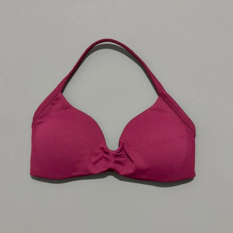 Impact Sports Bra - High Support Strappy Halter Bra With Removable Pads
