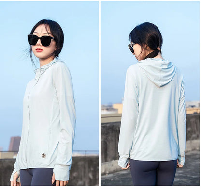 YJKVUR Unisex Summer New UPF 50+ UV Sun Protection Hoodie Jacket Men Women Lightweight Hiking Outdoor Long Sleeve Sun Shirt Coat