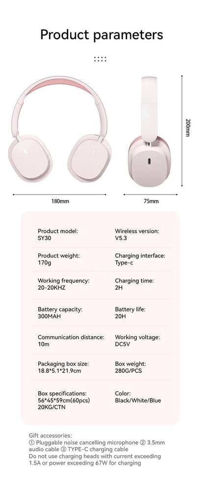2026 New Foldable Headset Wireless Bluetooth Earbuds Head Mounted Noise Cancelling Earphones Sports with Mic Music Headphones