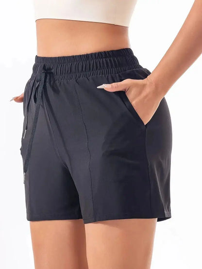 Women's Spring Summer 2-in-1 Yoga Shorts High-Waist Anti-Exposure Quick-Drying