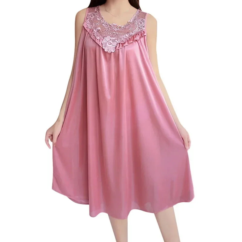 Women Nightgowns Satin Lace Sleepwear Nightwear Sexy Pyjama Women Home Clothing Sleepwear Female Free Size Lingerie Gown Robe