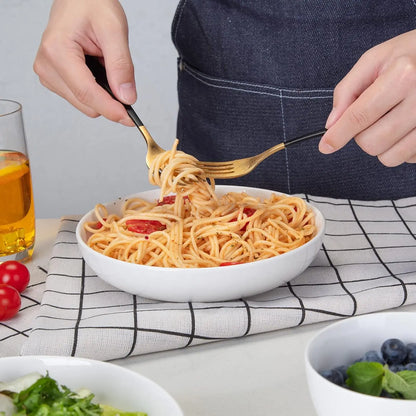 Porcelain Pasta Bowls Set - 22 Ounce Ceramic Serving Bowls 6 Pack Dishwasher Safe