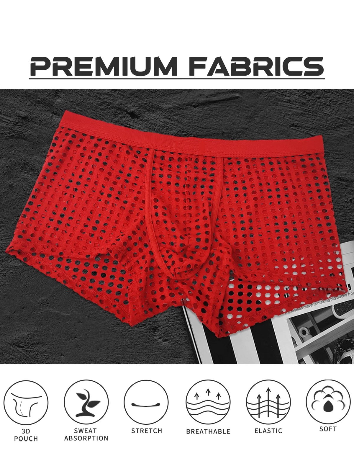 Hot Sale Men's Mesh Boxer Shorts Large Net Design Comfortable European Style Underpants