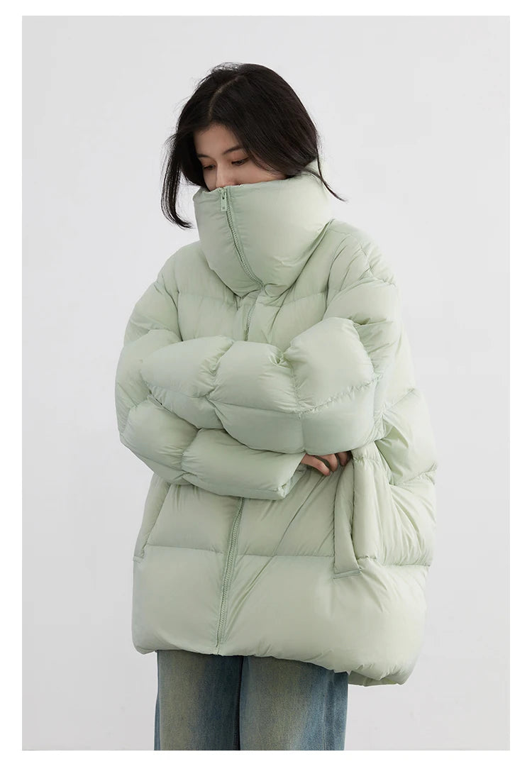 CHIC VEN Women Down Coats Long Sleeve New Soft Solid Lightweight Bread Down Jacket Female Warm Coat Lapel Outerwear Winter 2023